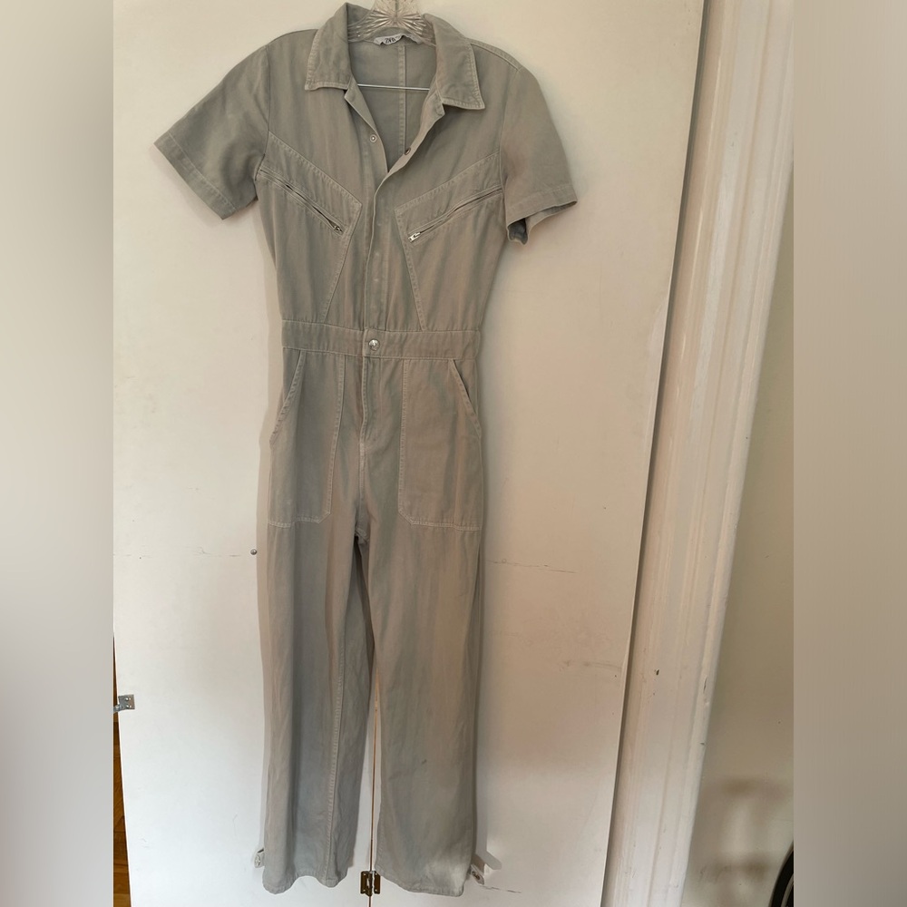 ZARA soft denim long jumpsuit